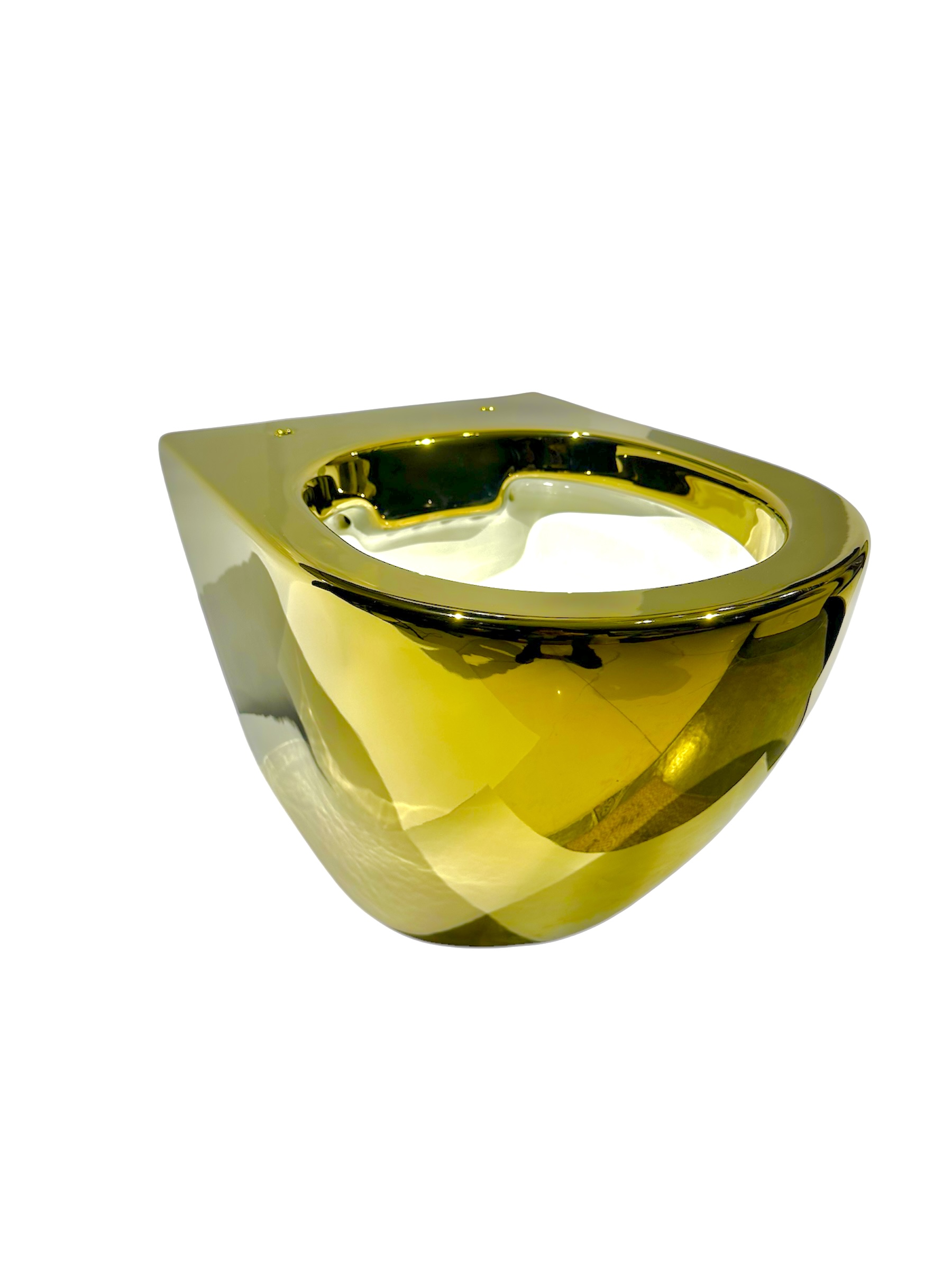 Luxury Wall Hung Toilet | 21k Gold Plated Tankless Commode | Modern White & Gold Ceramic Fixture | Designer Bathroom Accent - Image 3