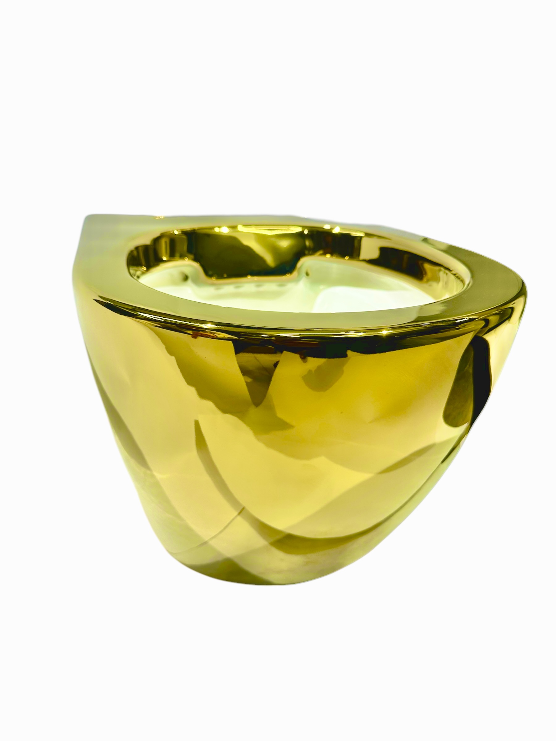 Luxury Wall Hung Toilet | 21k Gold Plated Tankless Commode | Modern White & Gold Ceramic Fixture | Designer Bathroom Accent - Image 2