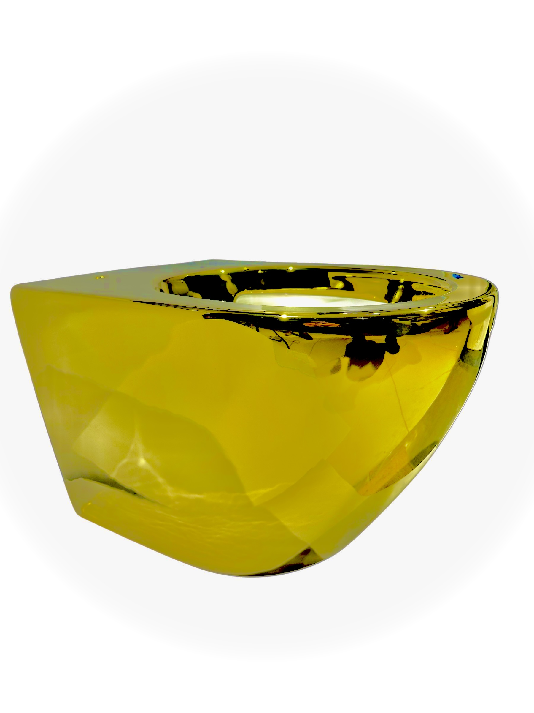 Luxury Wall Hung Toilet | 21k Gold Plated Tankless Commode | Modern White & Gold Ceramic Fixture | Designer Bathroom Accent