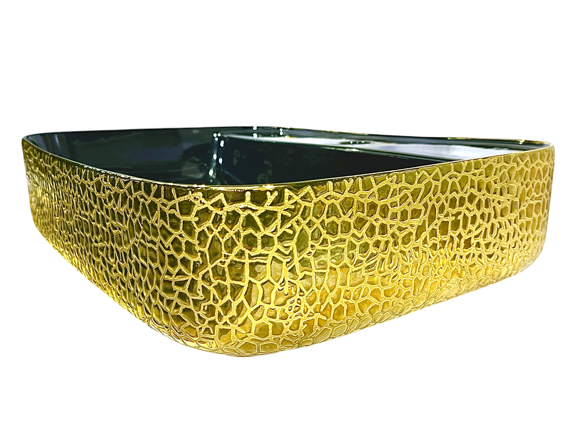 Luxury Black & Gold Sink | Alligator Textured Vanity Sink | Modern Ceramic Bathroom Vessel | Designer Countertop Basin - Image 4