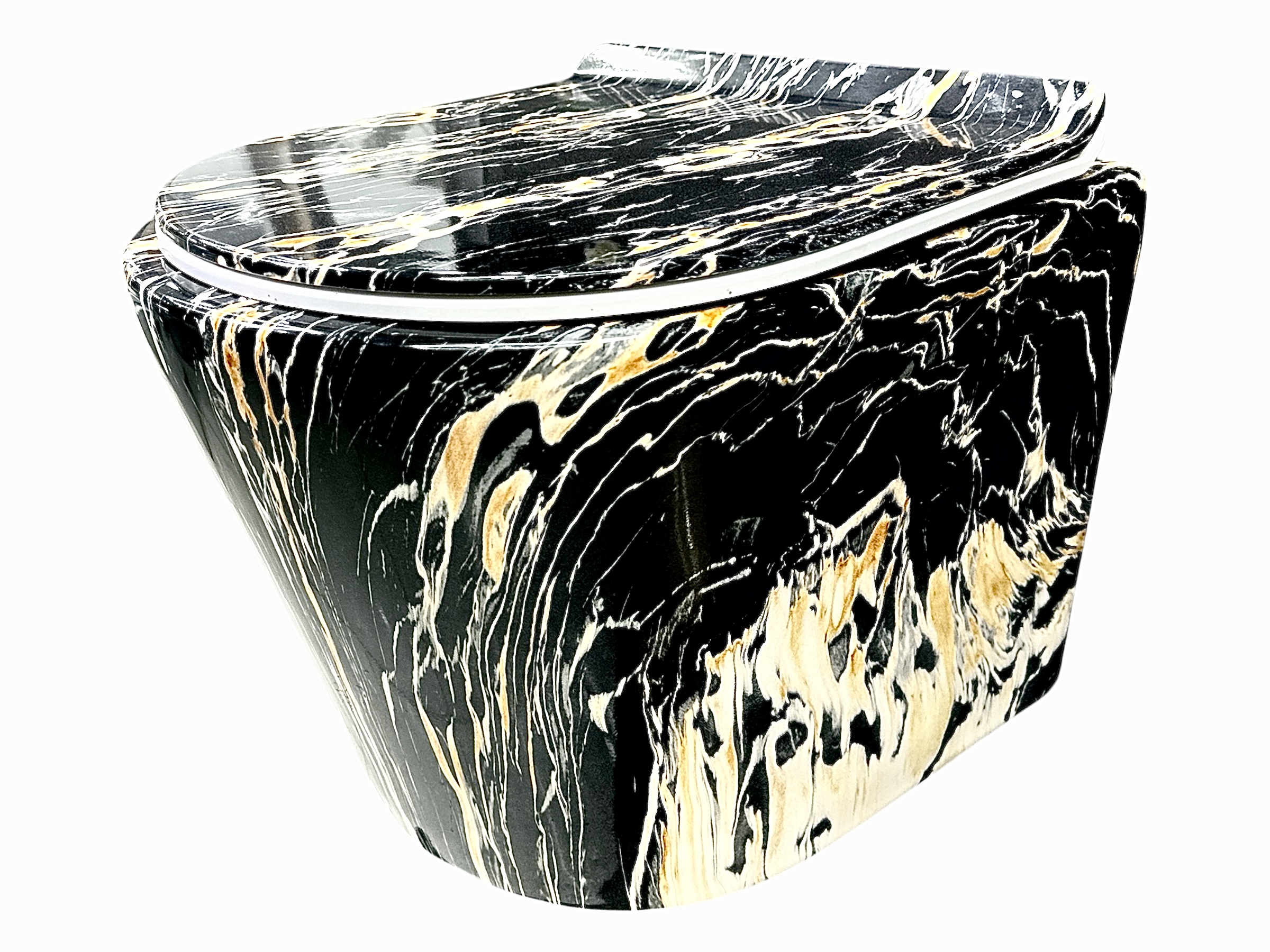 Wall Hang Ceramics Commode Marble Textured-BLACK GOLD