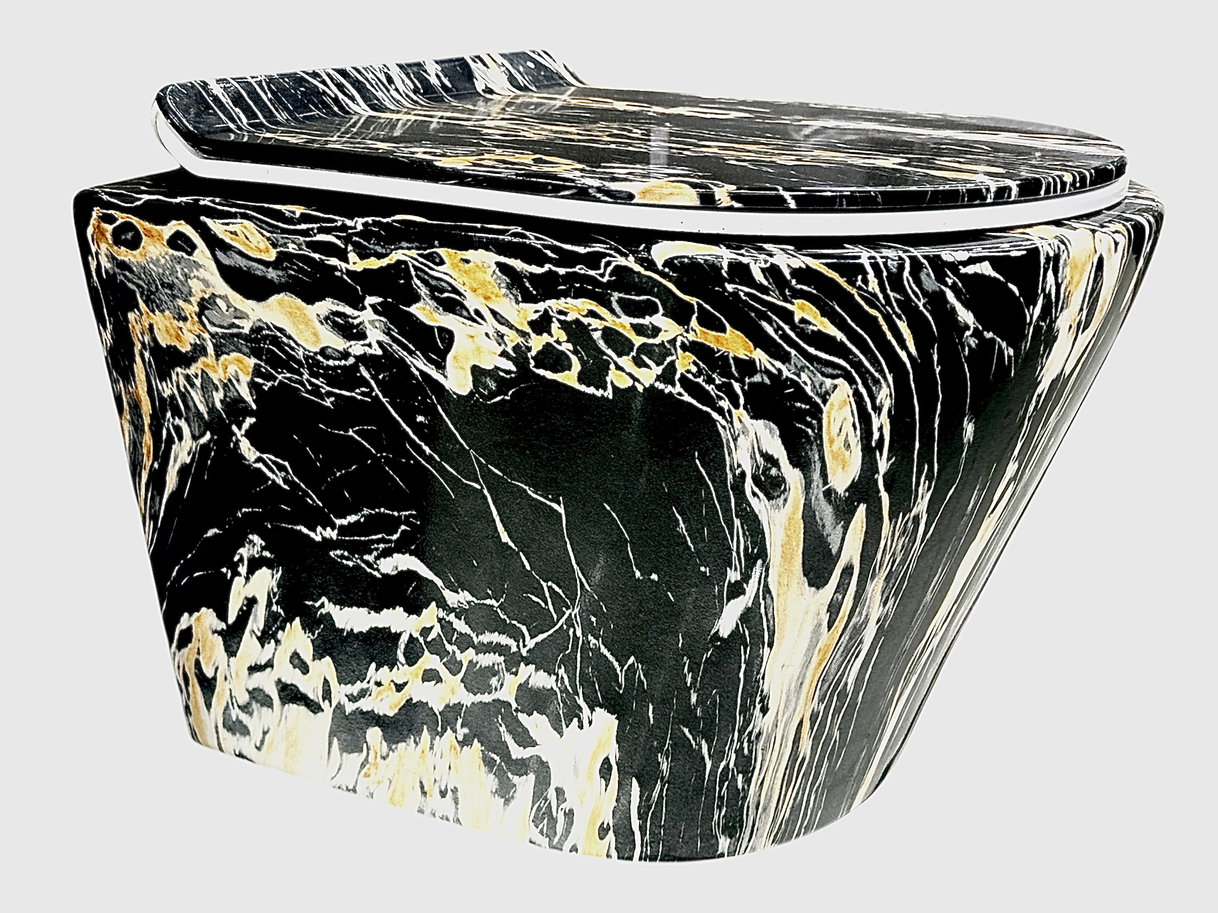 Wall Hang Ceramics Commode Marble Textured-BLACK GOLD - Image 4