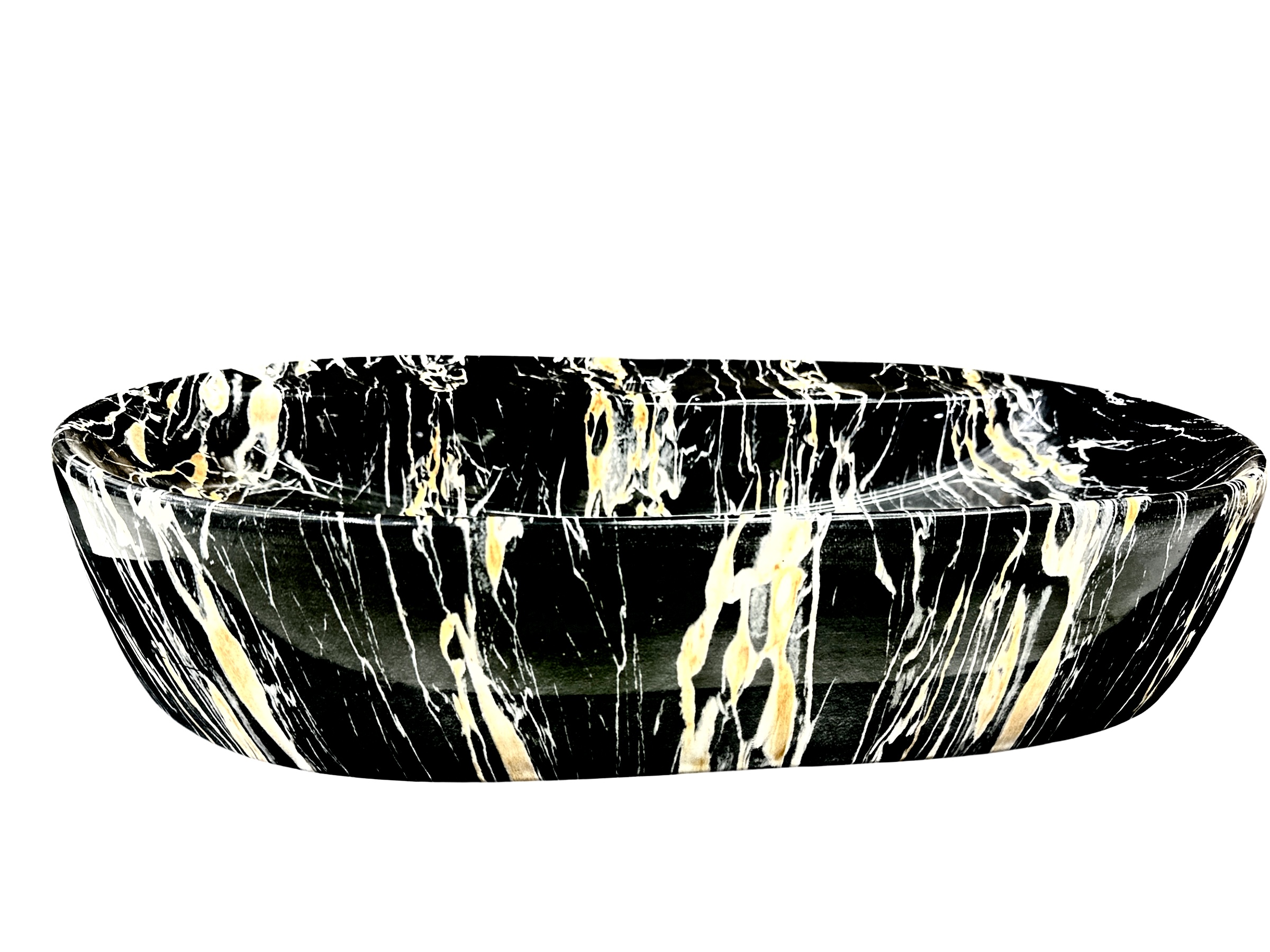 Vanity Bowl Ceramic Marble Textured-BLACK GOLD - Image 3