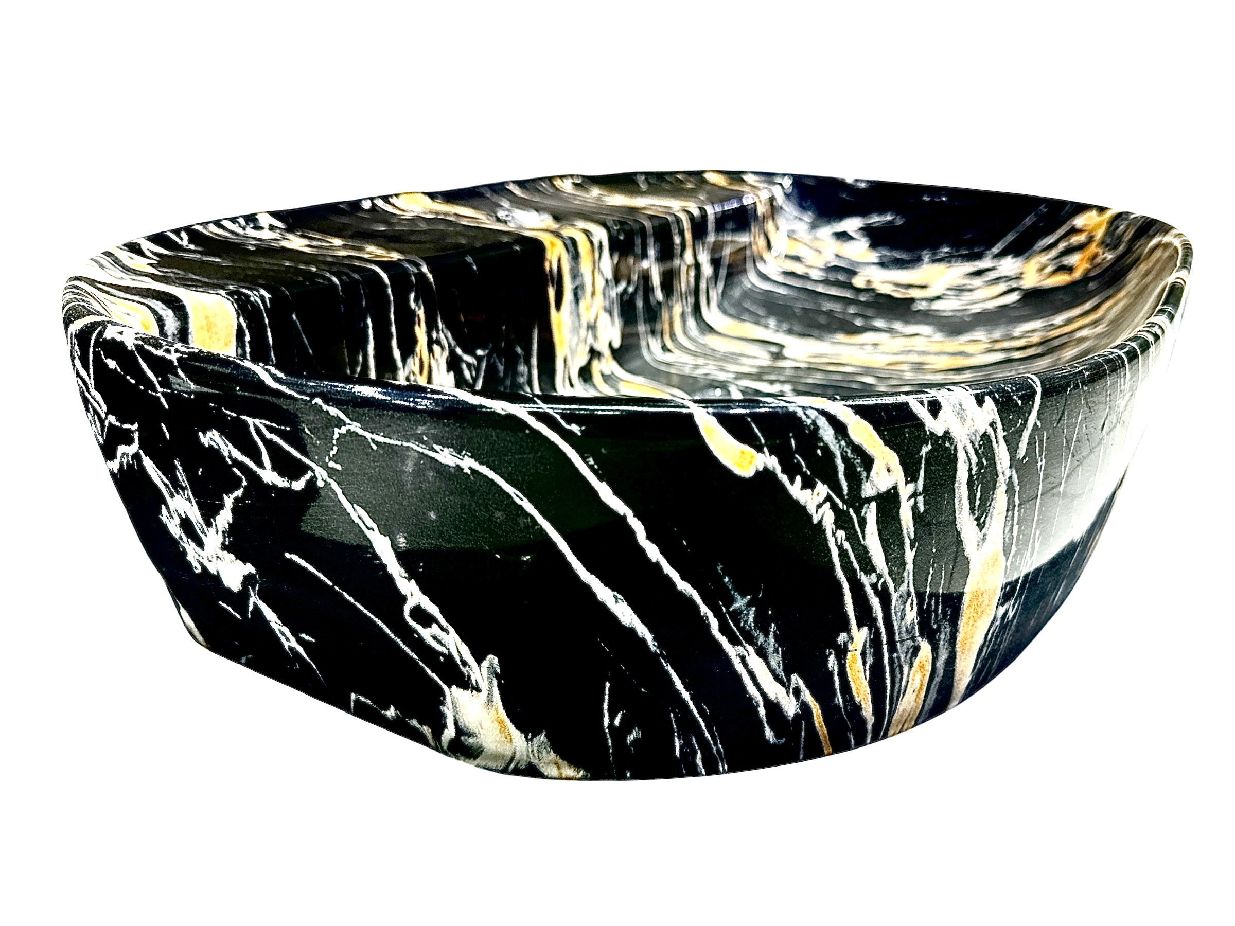 Vanity Bowl Ceramic Marble Textured-BLACK GOLD